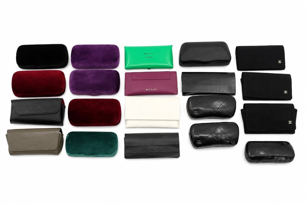 Lot of 20 Designer Glass Cases, Gucci, Valentino, Loewe, Chanel, Louis Vuitton